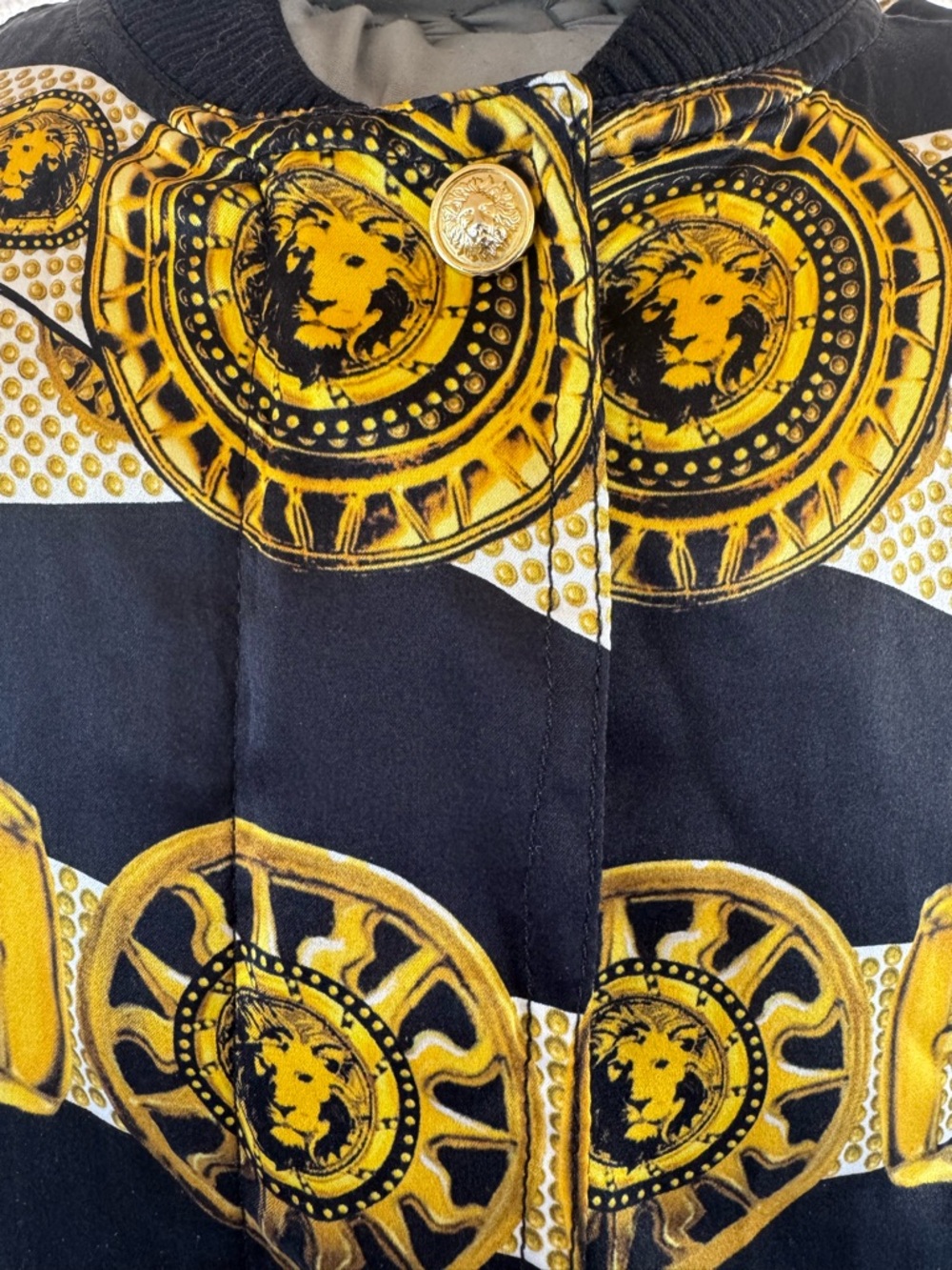 Versus Versace Black and Gold Silk Bomber Jacket - Picture 16 of 16